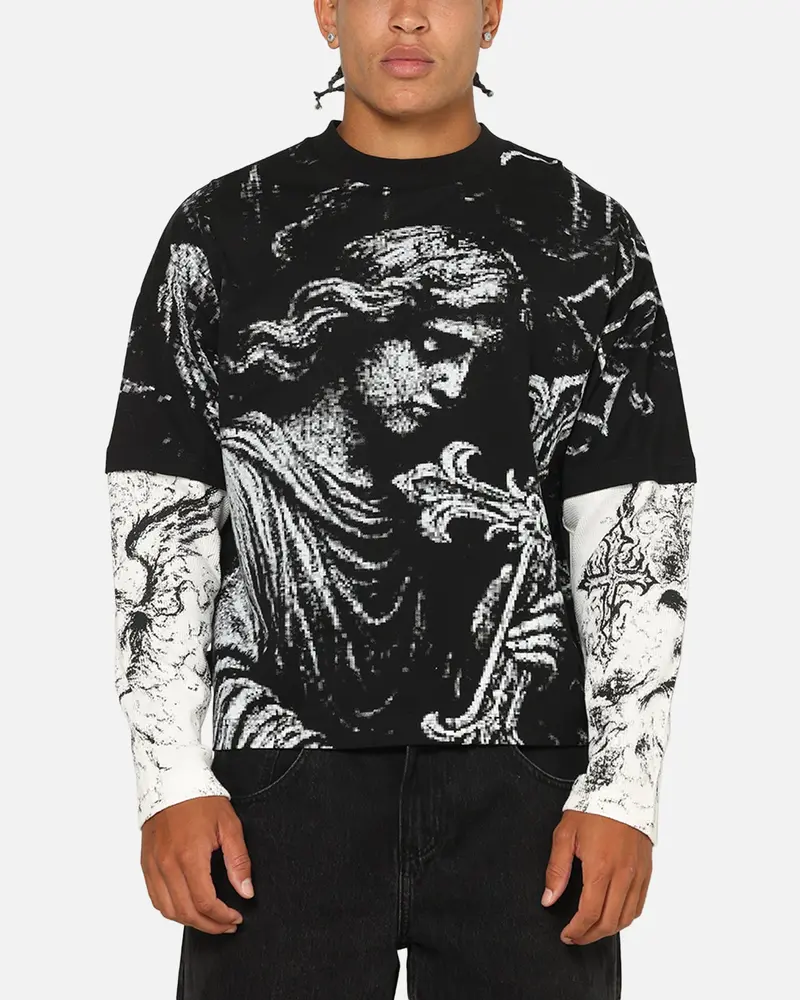 Saint Morta Crossbearer Layer Long Sleeve T-Shirt Vintage Black 1