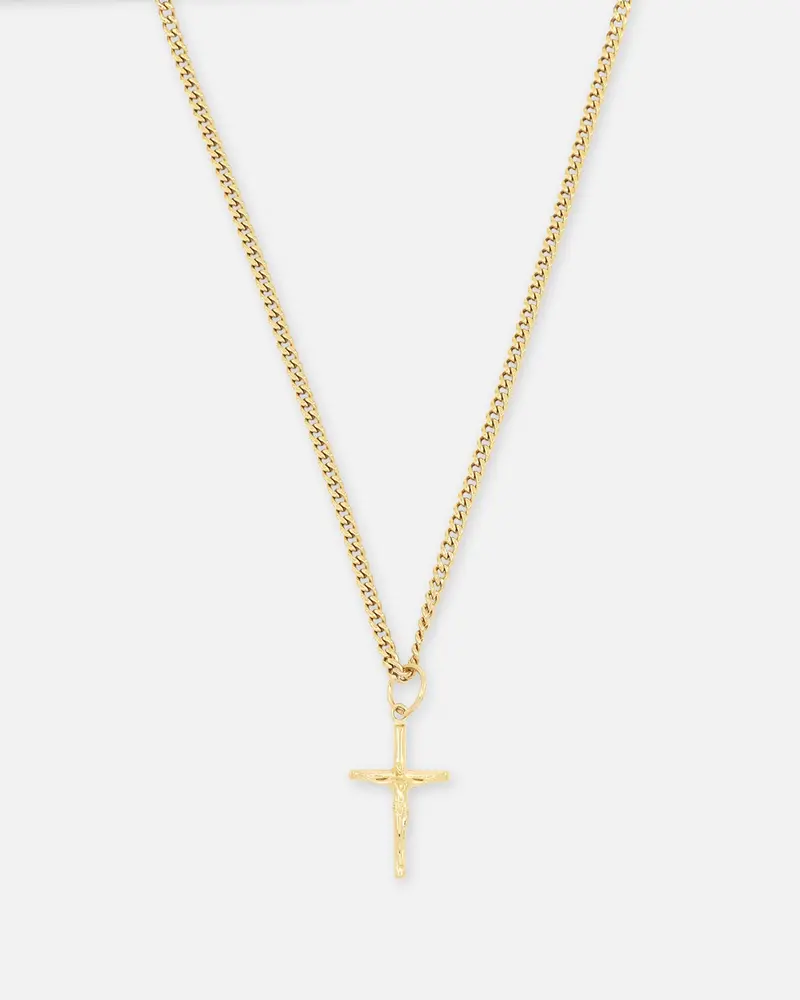 Saint Morta Crucifix Cuban Necklace Gold 1