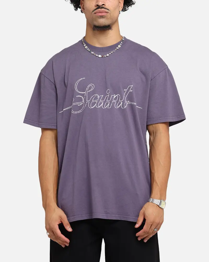 Saint Morta Cursive Boxy T-Shirt Purple 2
