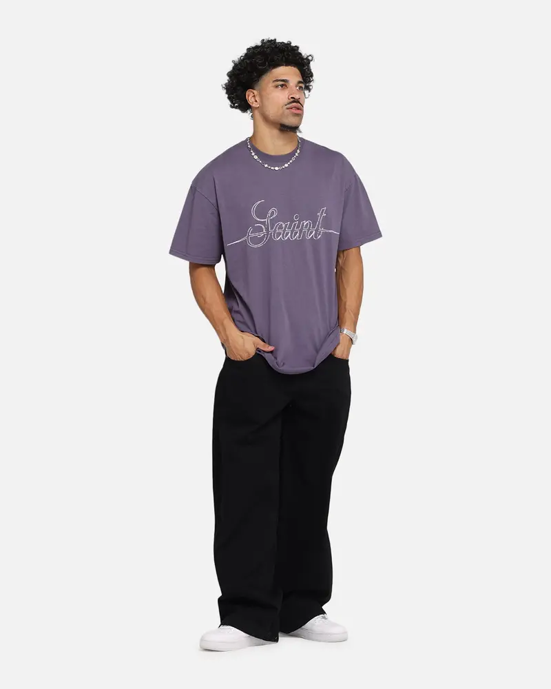 Saint Morta Cursive Boxy T-Shirt Purple 4