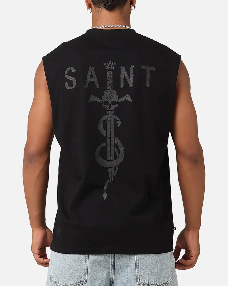 Saint Morta Daggers Oversized Muscle T-Shirt Black/Black 1