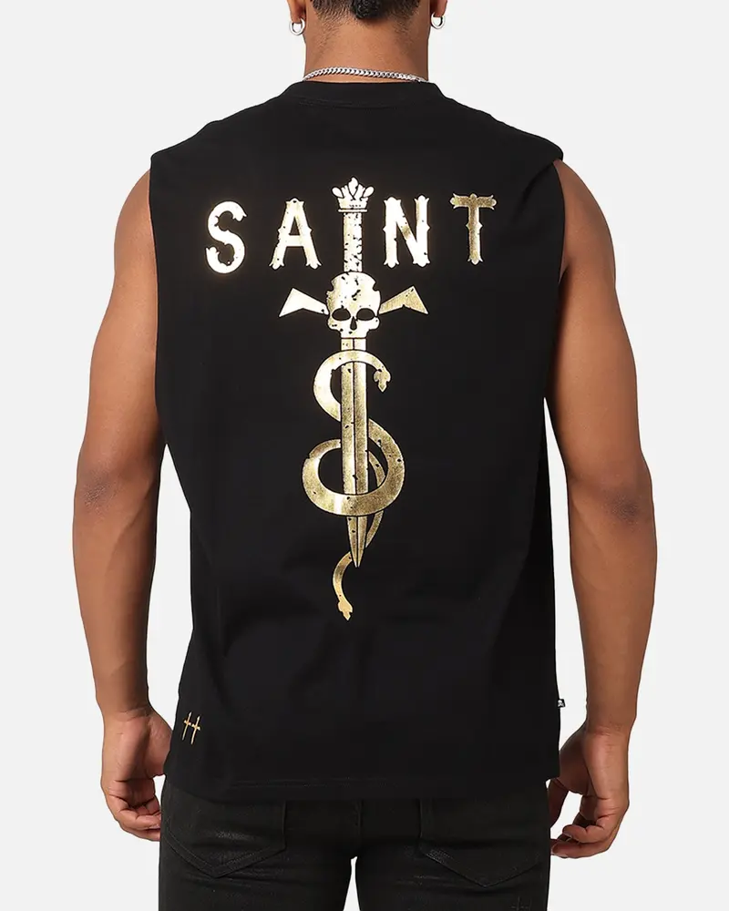 Saint Morta Daggers Oversized Muscle T-Shirt Black/Gold 1