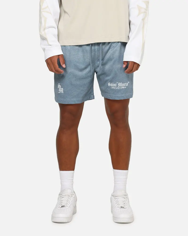 Saint Morta Dead Wash Mesh Shorts Denim Blue 1