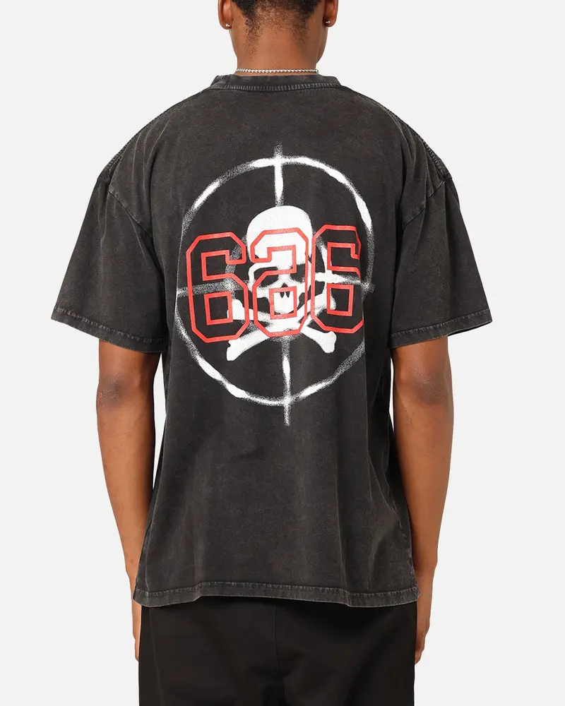 Saint Morta Death Wish Patrol T-Shirt Black Acid Wash 1