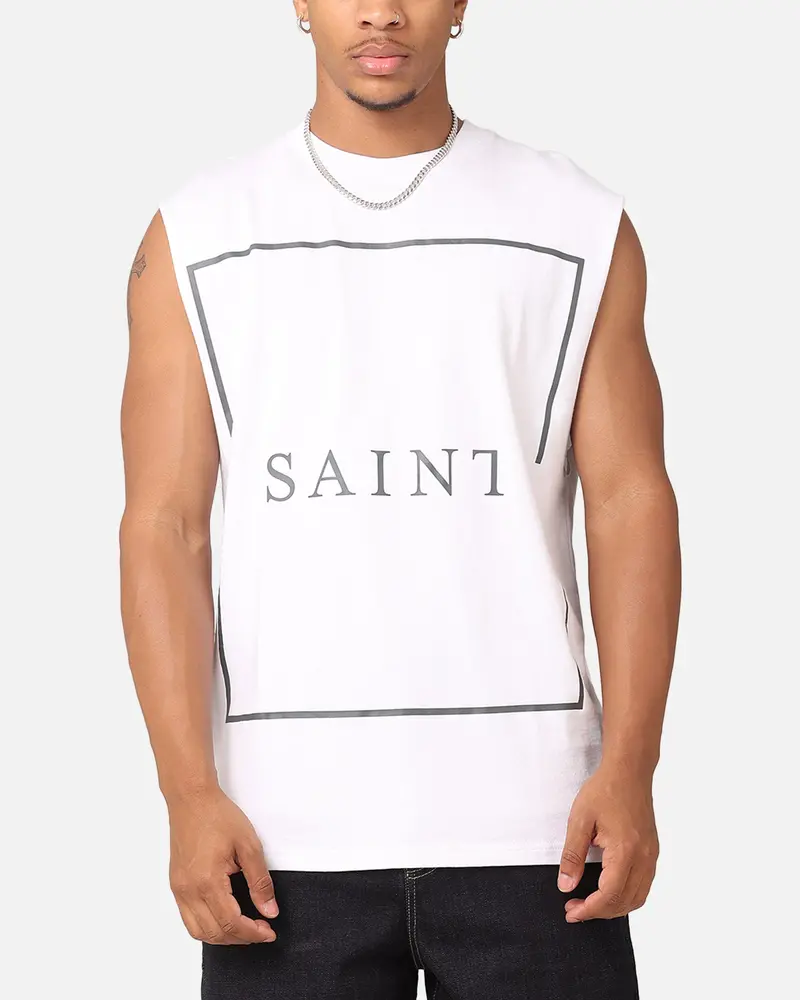 Saint Morta Division Oversized Muscle T-Shirt White/Black 1