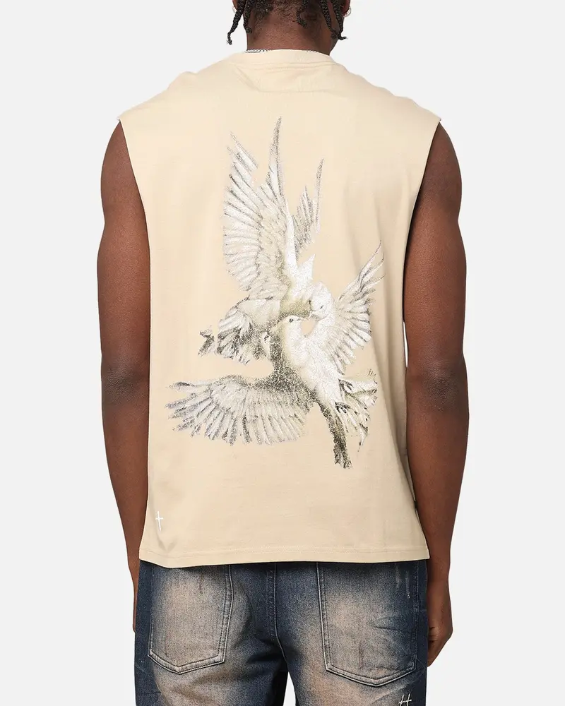 Saint Morta Doves Oversized Muscle T-Shirt Stone 1