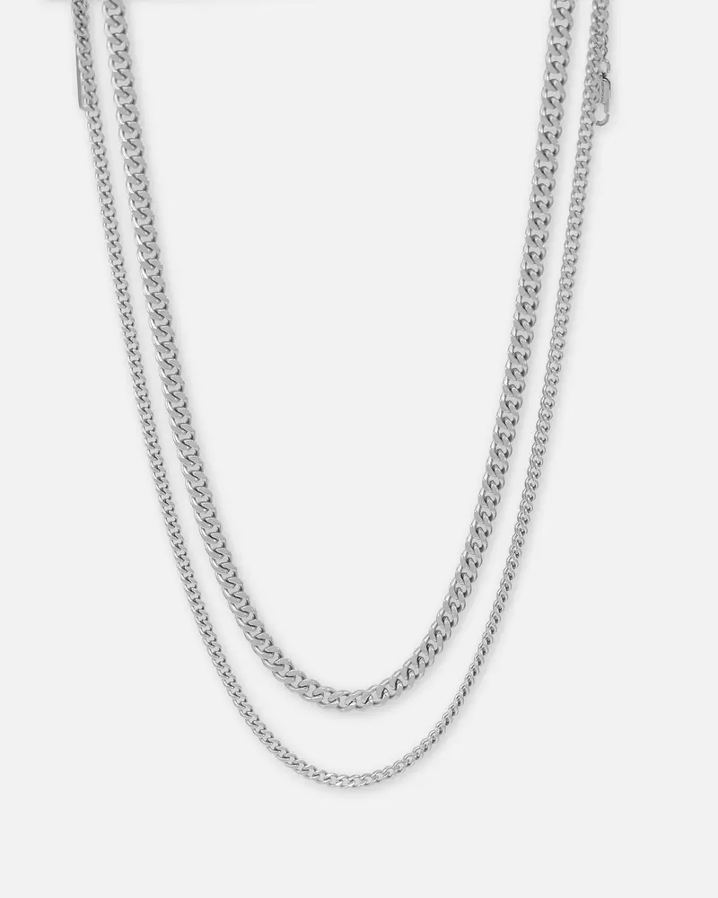 Saint Morta Duo Cuban Chain Set White Gold 1