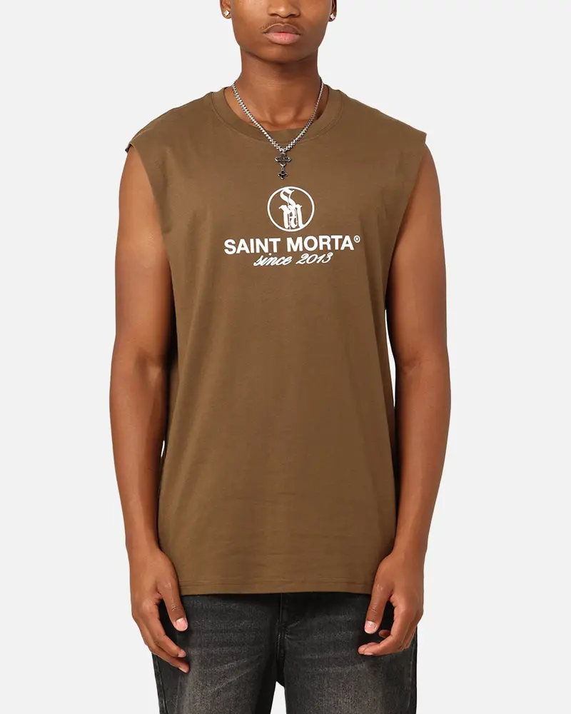 Saint Morta Emblem Muscle T-Shirt Army Green 1