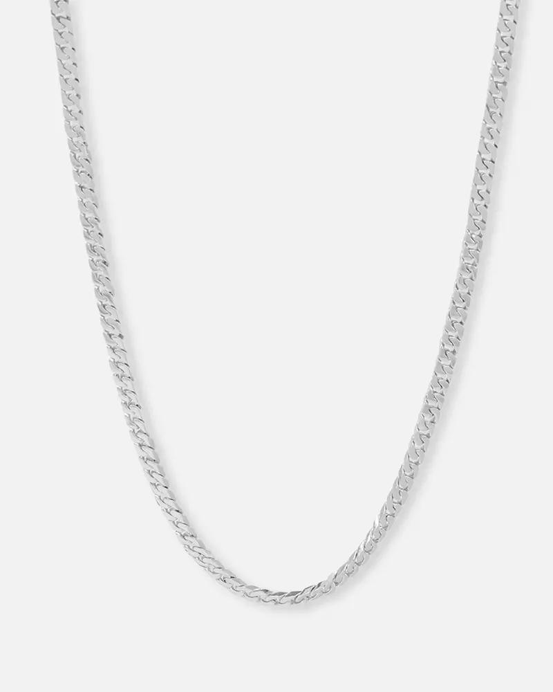 Saint Morta Flat Faced Curb Chain White Gold 1