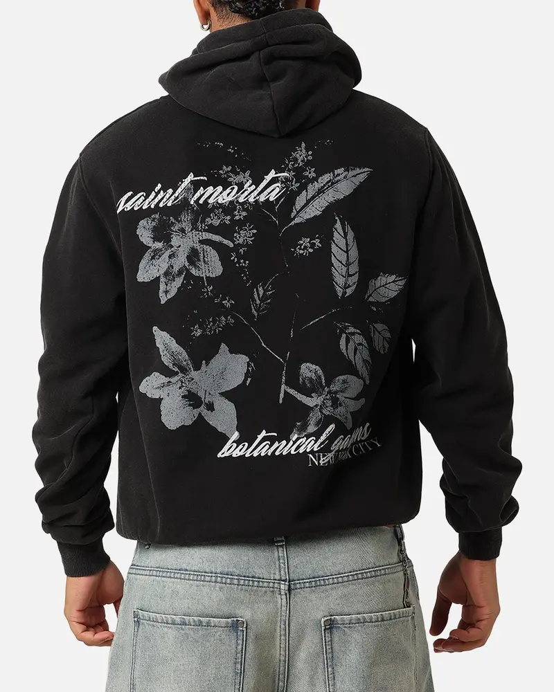 Saint Morta Flower Press Hoodie Vintage Black 1