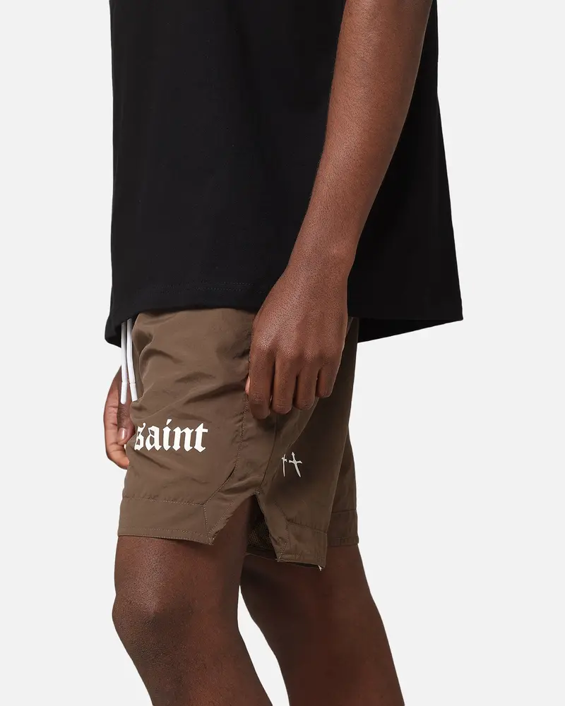 Saint Morta Gothic Nylon Shorts Chocolate 3