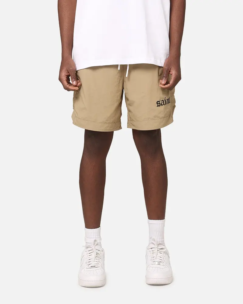 Saint Morta Gothic Nylon Shorts Tan 1