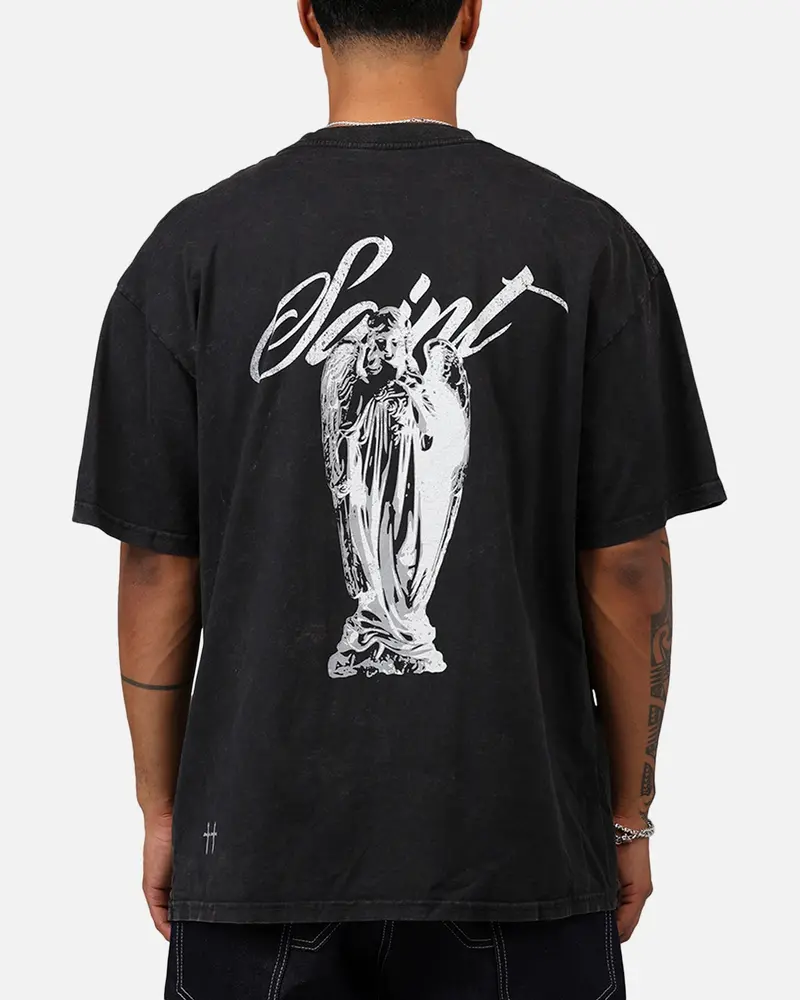 Saint Morta Guardian T-Shirt Black Acidwash 1