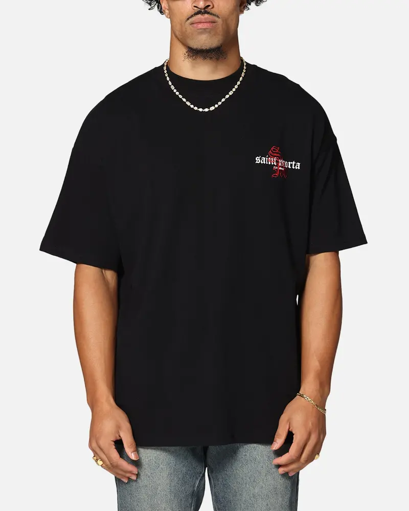 Saint Morta Heritage Boxy T-Shirt Black/Red 2