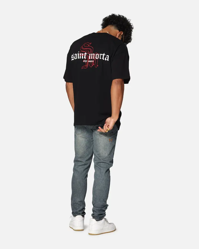 Saint Morta Heritage Boxy T-Shirt Black/Red 3