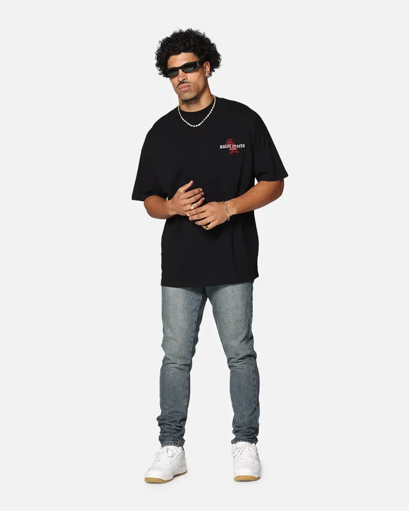 Saint Morta Heritage Boxy T-Shirt Black/Red 4