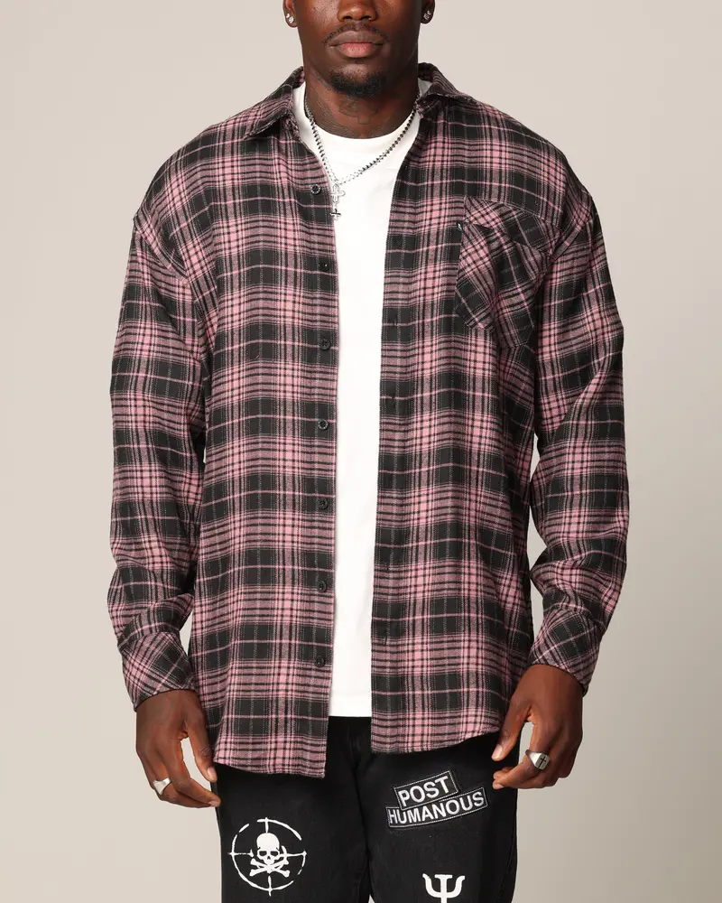 Saint Morta Heron Flannel Shirt Pink/Black 1