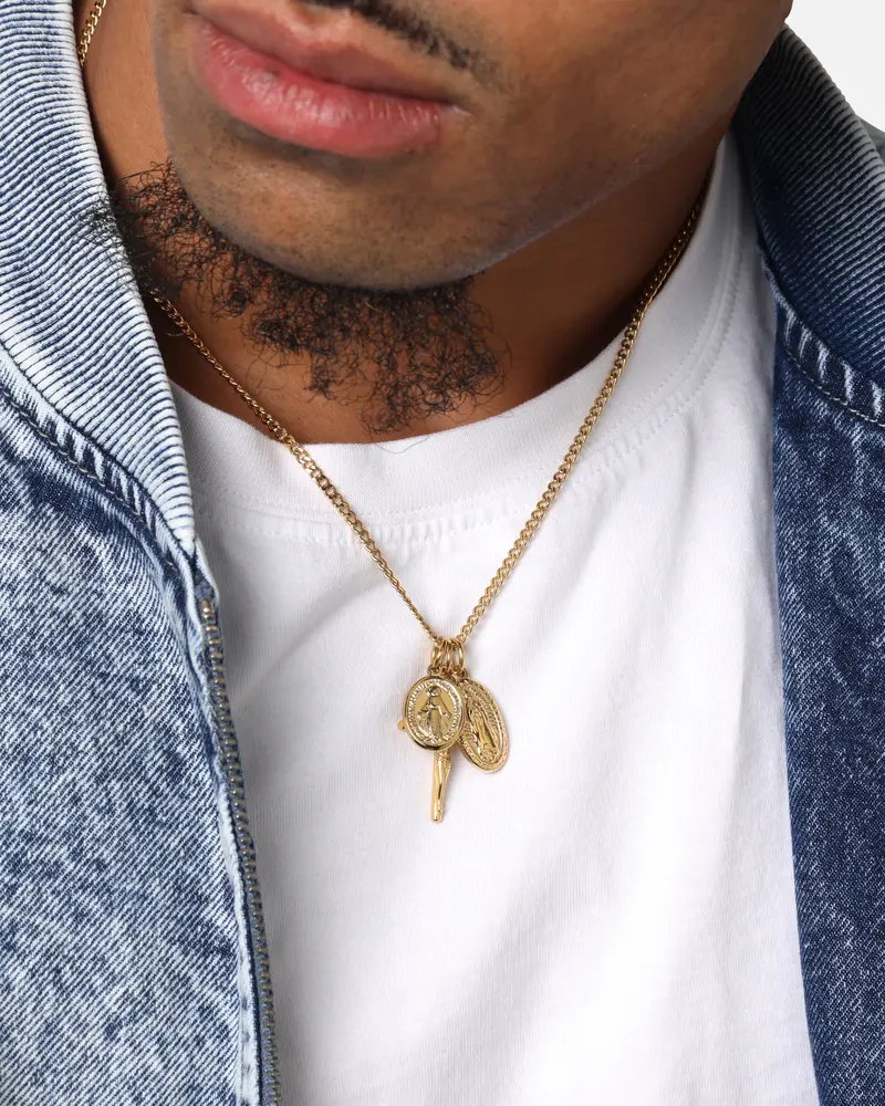 Saint Morta Holy Stacked 3Mm Cuban Chain Necklace Gold 2