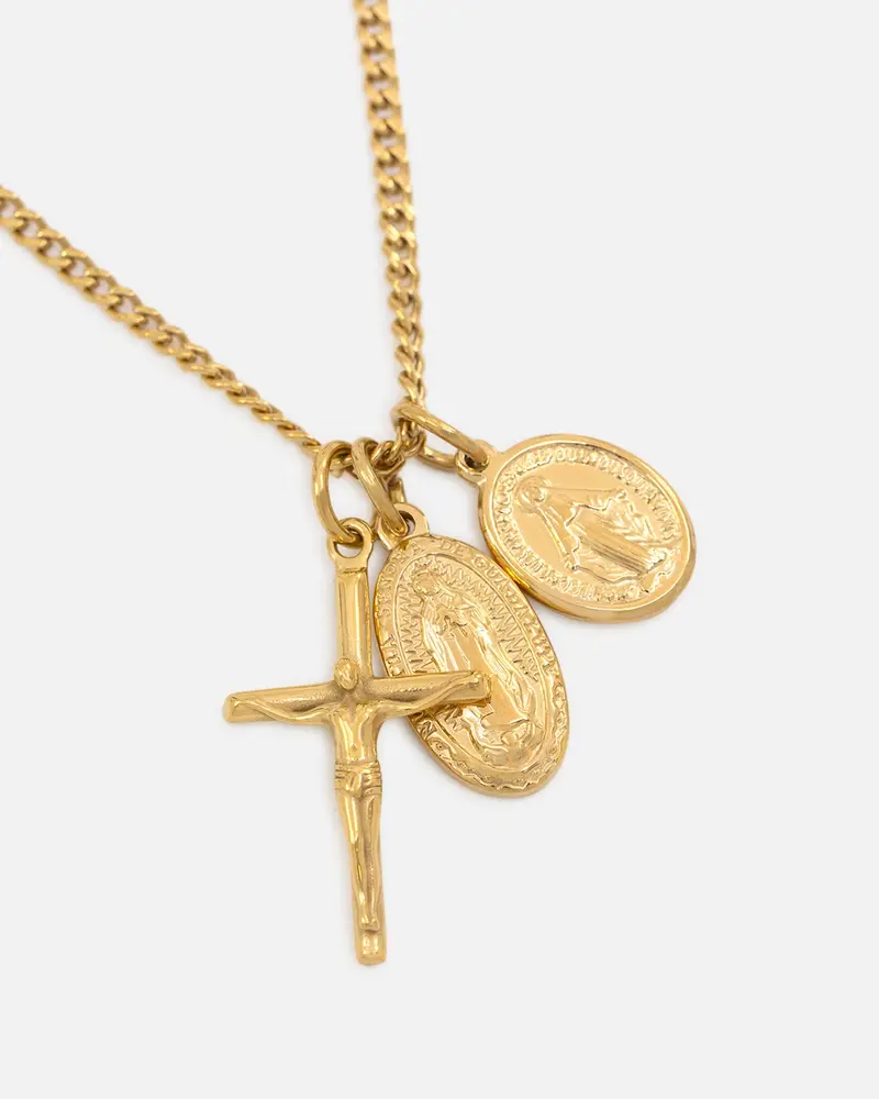 Saint Morta Holy Stacked 3Mm Cuban Chain Necklace Gold 3