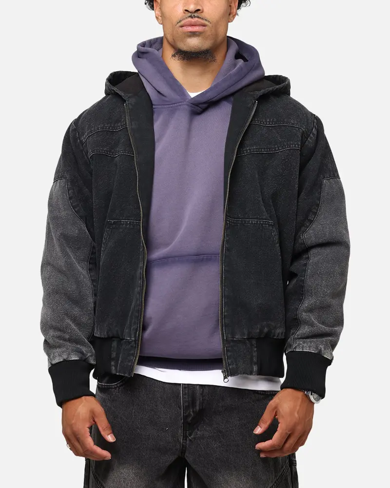 Saint Morta Hooded Workwear Jacket Black/Grey 1