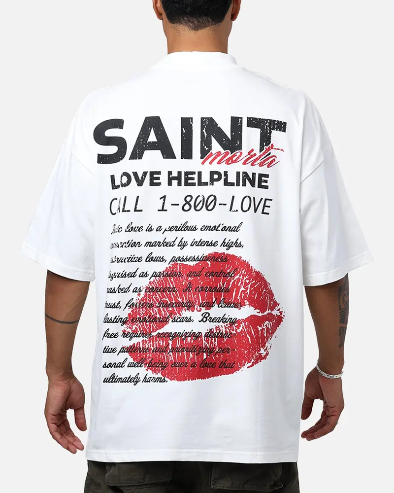 Saint Morta Love Helpline Mock T-Shirt Off-White 1