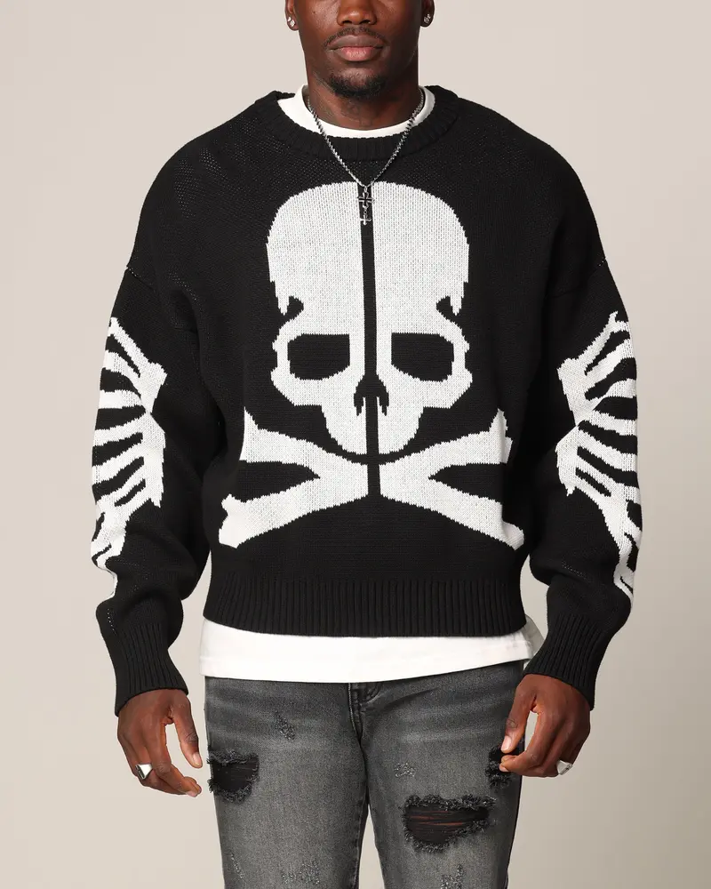 Saint Morta Lovely Bones Crewneck Sweater Black/White 1