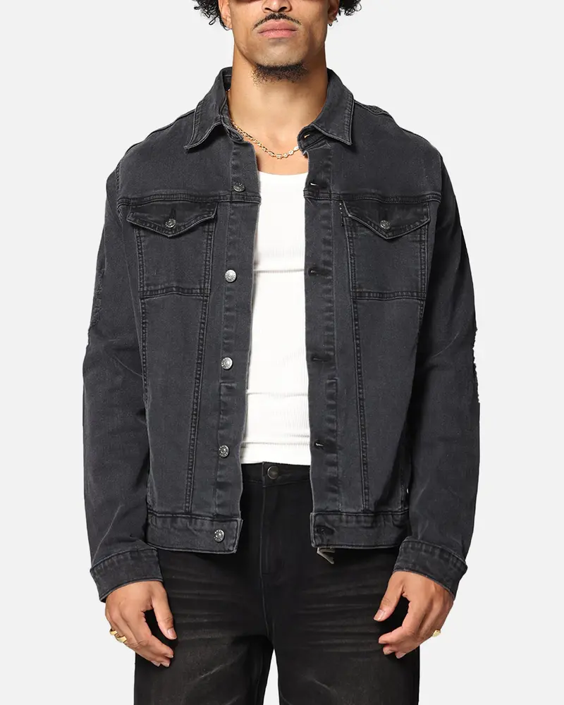Saint Morta Men's Vintage Denim Jacket Aged Black 1