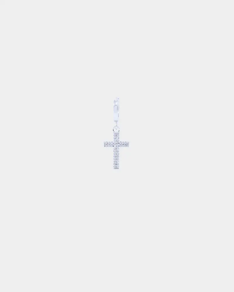 Saint Morta Mini Cross Earring Iced White Gold 1