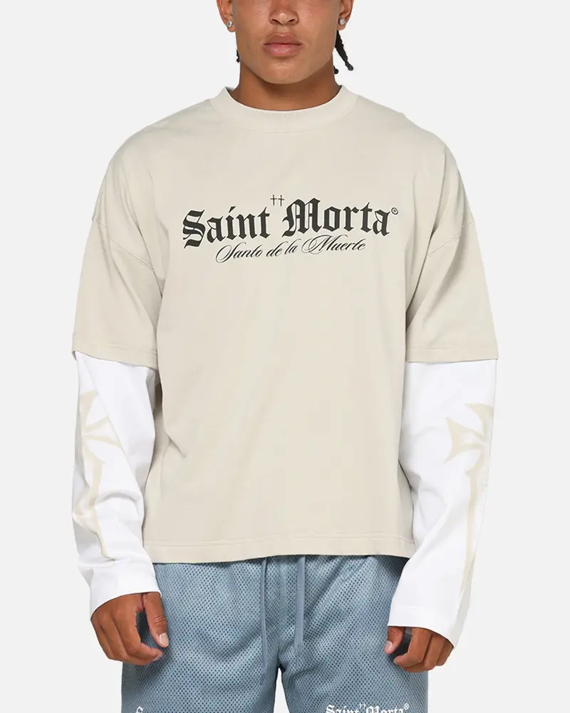 Saint Morta Muerte Layered Long Sleeve T-Shirt Stone/White 1