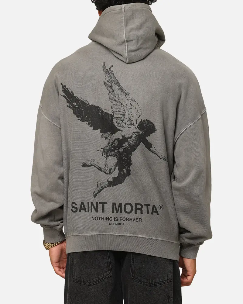 Saint Morta Nothing Is Forever Boxy Hoodie Washed Charcoal 1