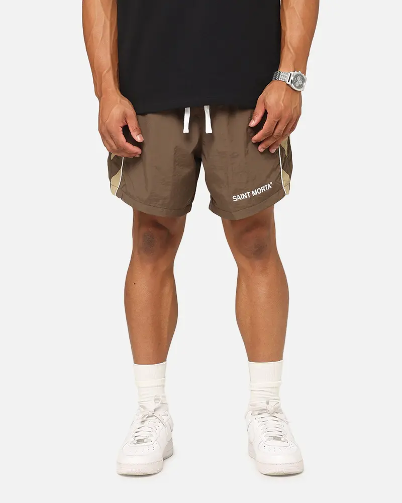Saint Morta Official Panelled Beach Shorts Mocha 1