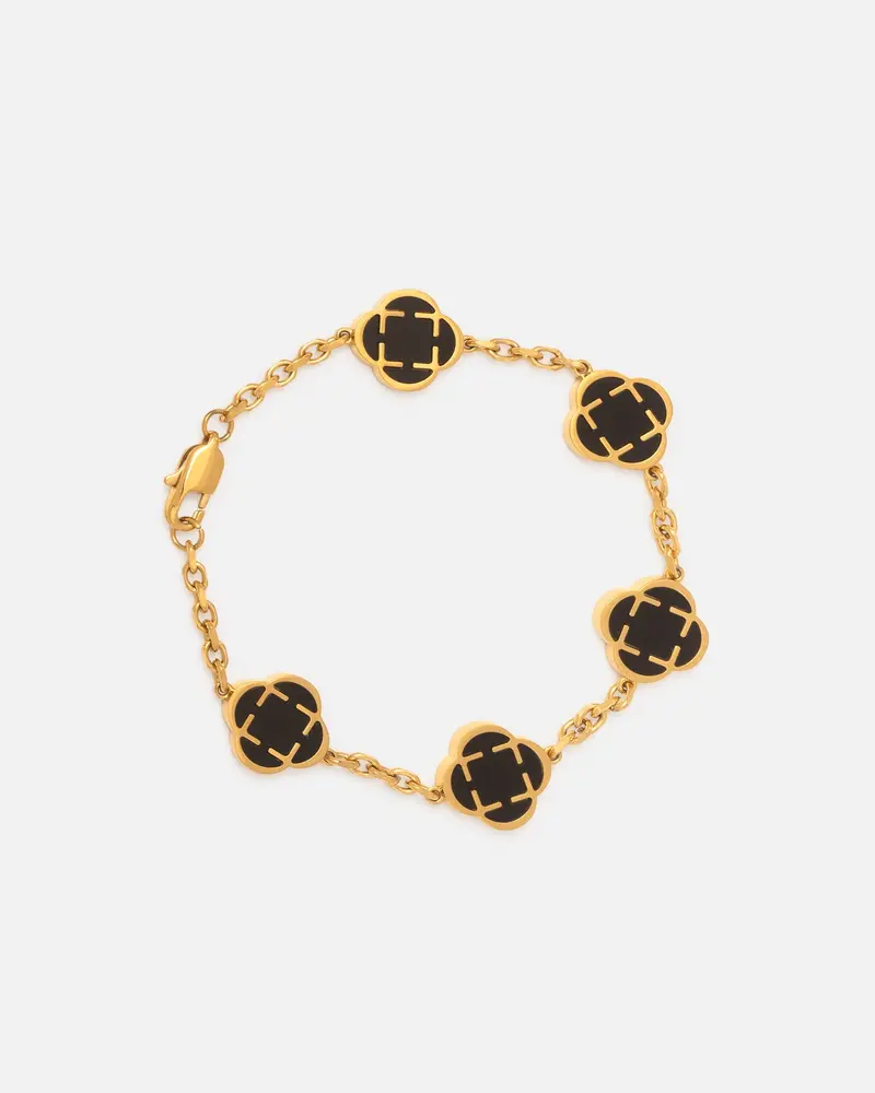 Saint Morta Onyx Clover Bracelet Gold 1