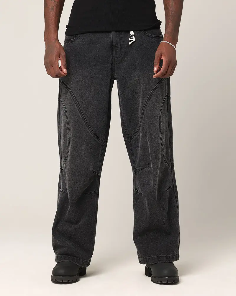 Saint Morta Onyx Panelled Amplus Jeans Black Wash 1