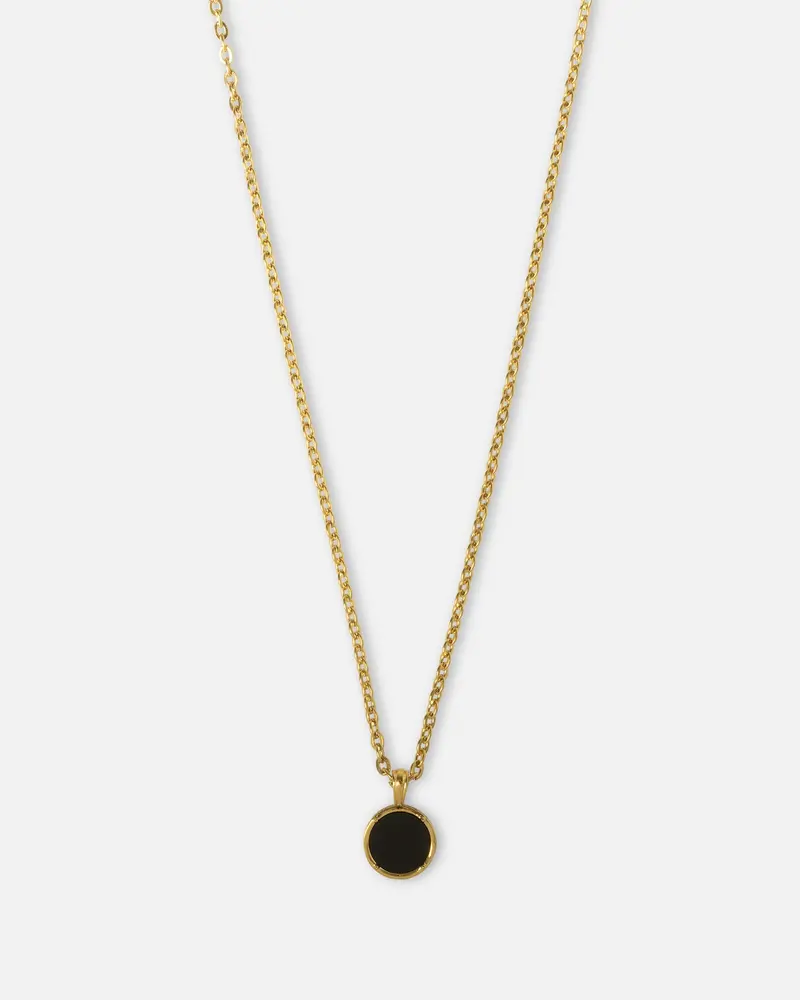 Saint Morta Onyx Round Pendant Chain Gold 1