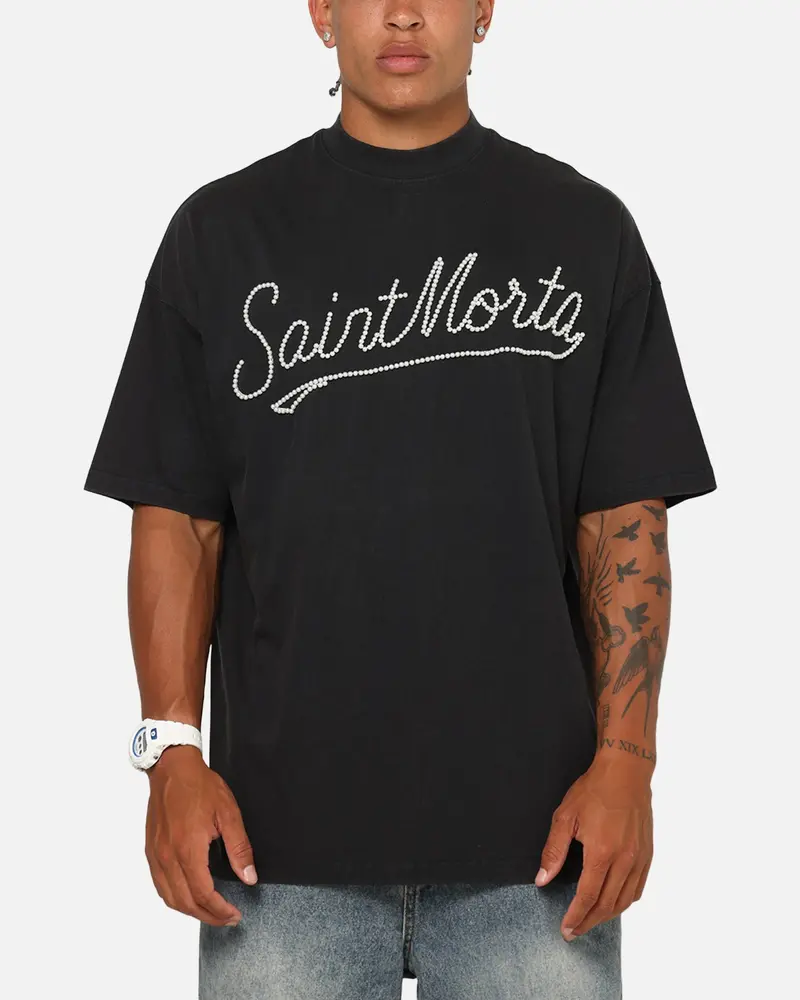 Saint Morta Pearl Script T-Shirt Vintage Black 1