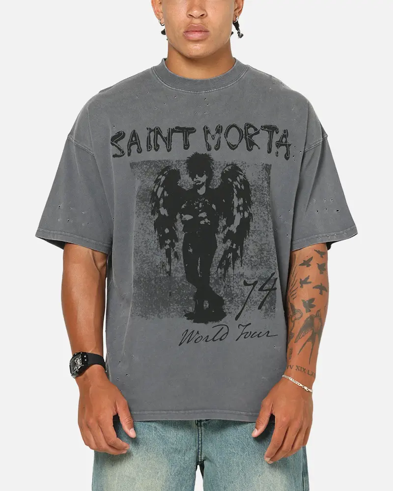 Saint Morta Punk Tour T-Shirt Washed Charcoal 1