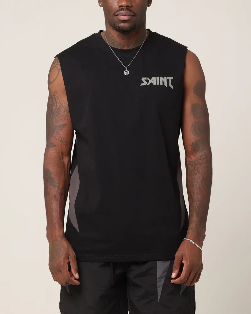 Saint Morta Rage Oversized Muscle T-Shirt Black/Grey 1
