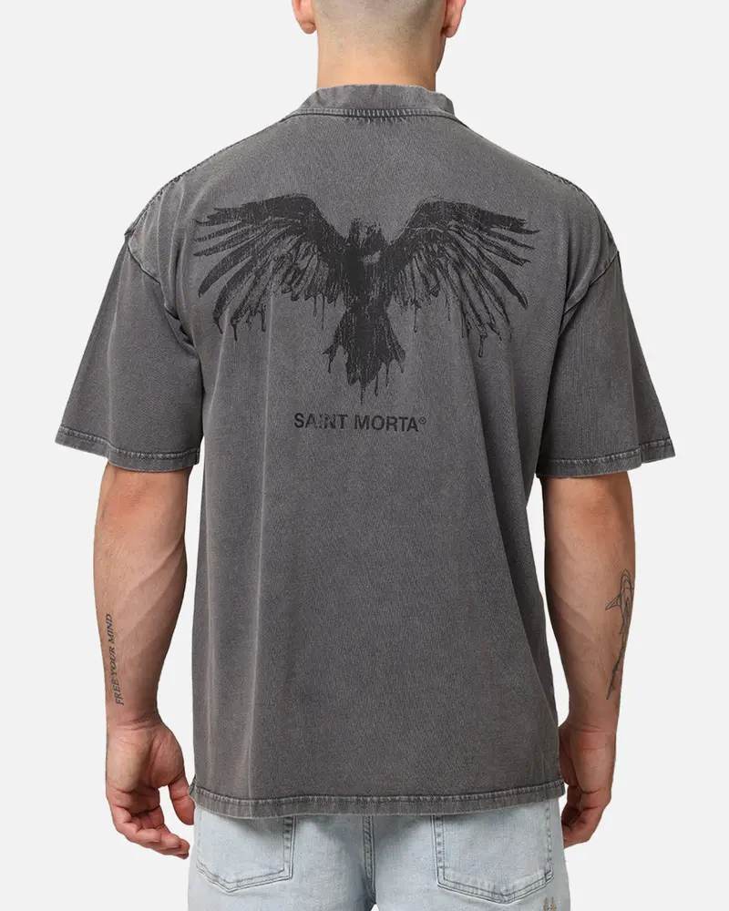 Saint Morta Raven Boxy T-Shirt Washed Charcoal 1