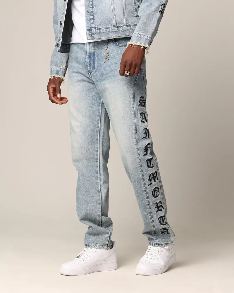 Saint Morta Rip Gothic Psykhe Jeans Superwash Blue 1