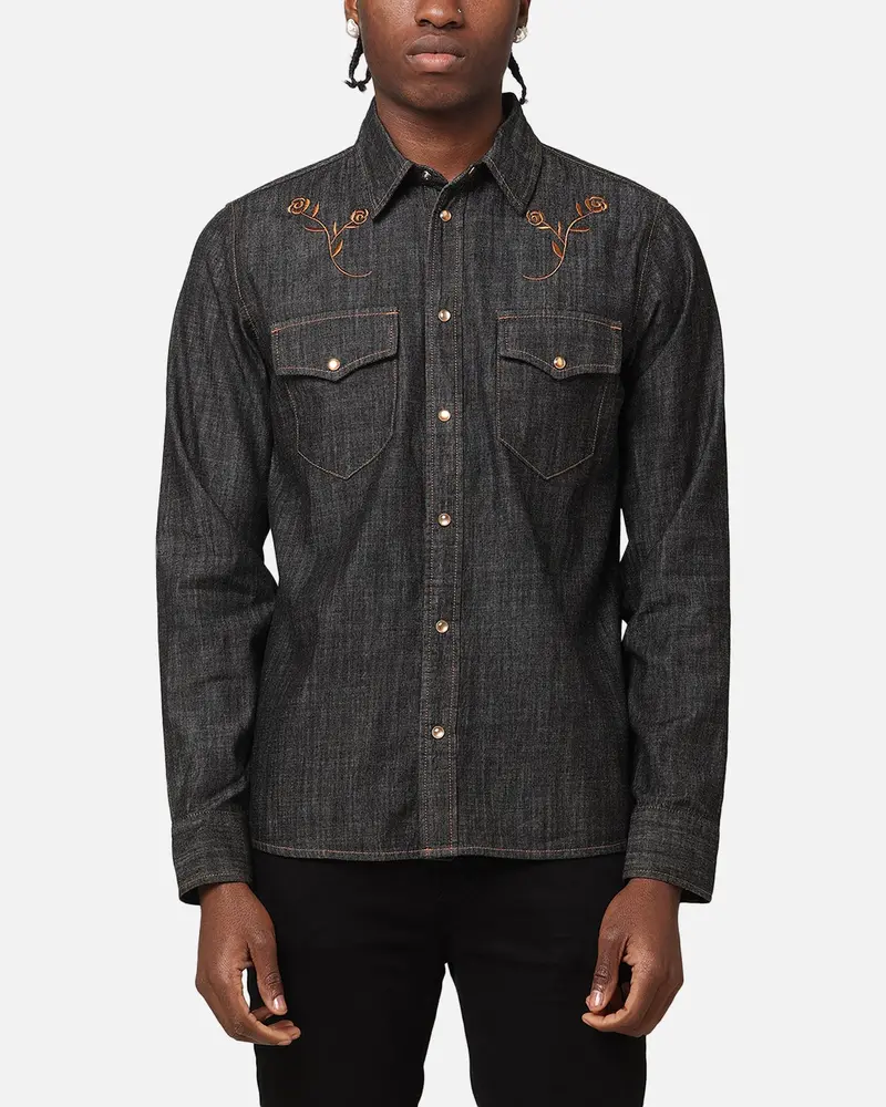 Saint Morta Rodeo Long Sleeve Denim Shirt Black 1