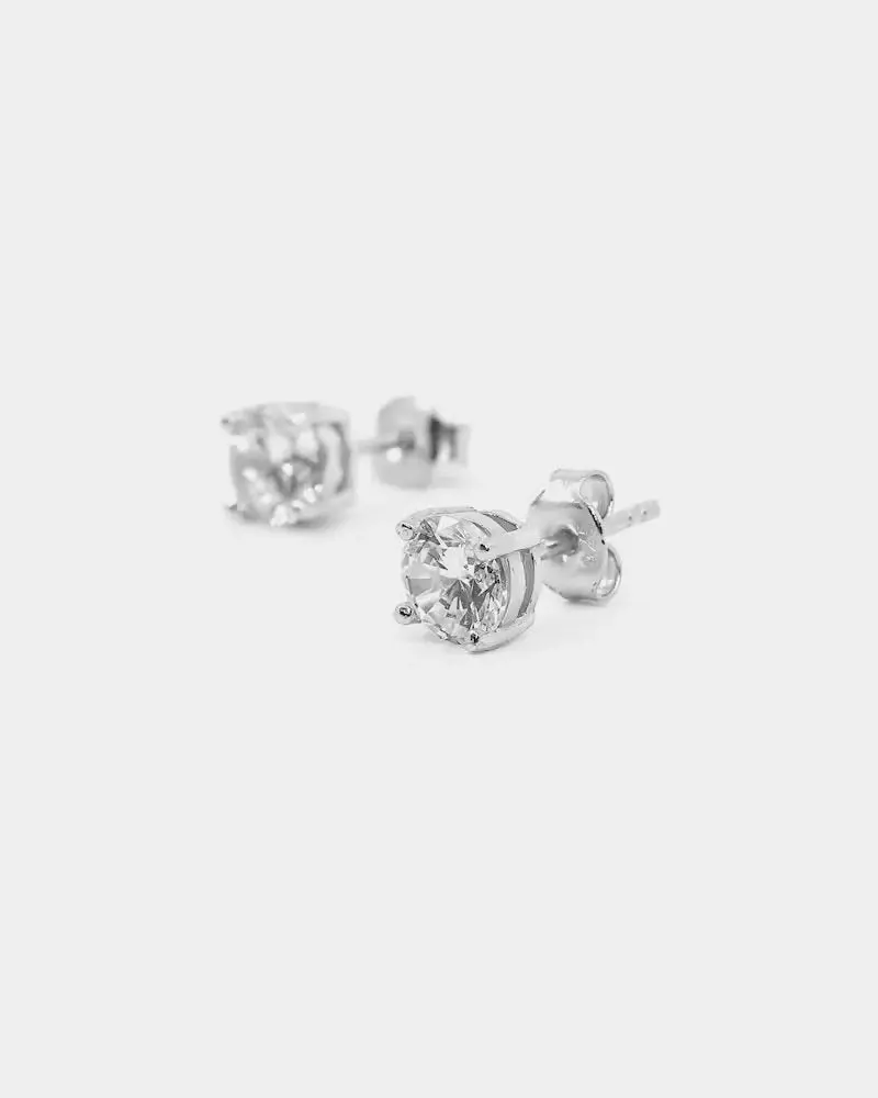 Saint Morta Round Cut Earrings Iced White Gold 1