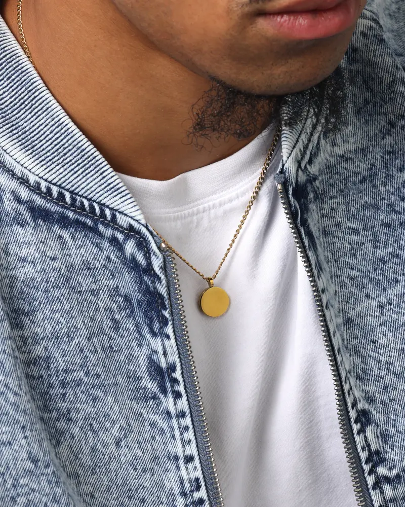 Saint Morta Round Totem Pendant Chain Gold 2