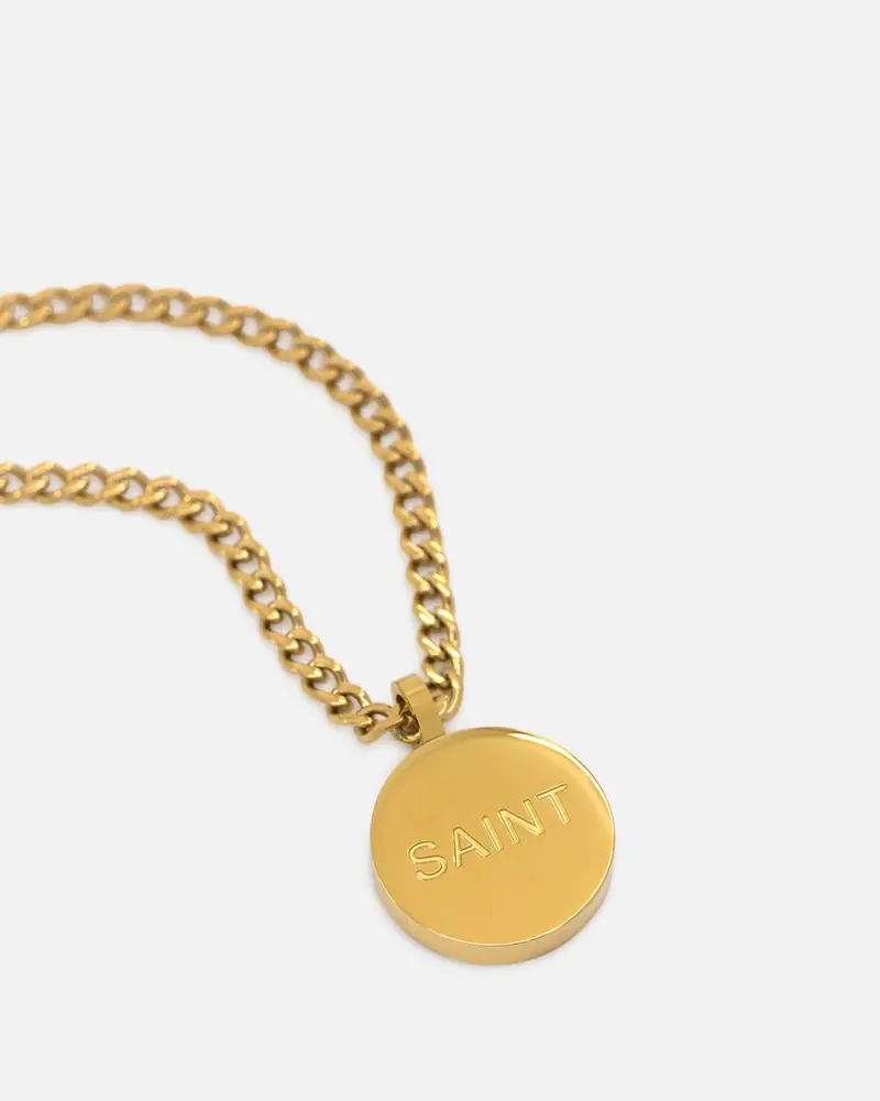 Saint Morta Round Totem Pendant Chain Gold 4