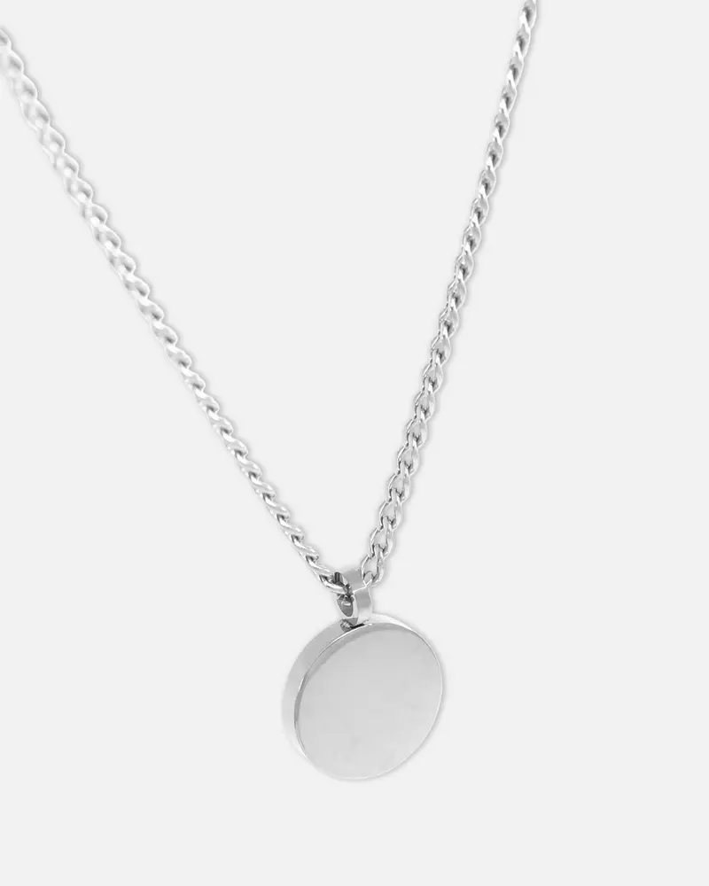 Saint Morta Round Totem Pendant Chain White Gold 2