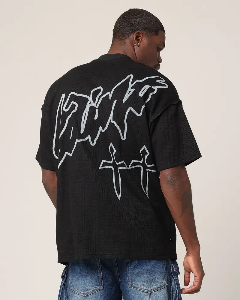 Saint Morta Shadow Waffle T-Shirt Black 1
