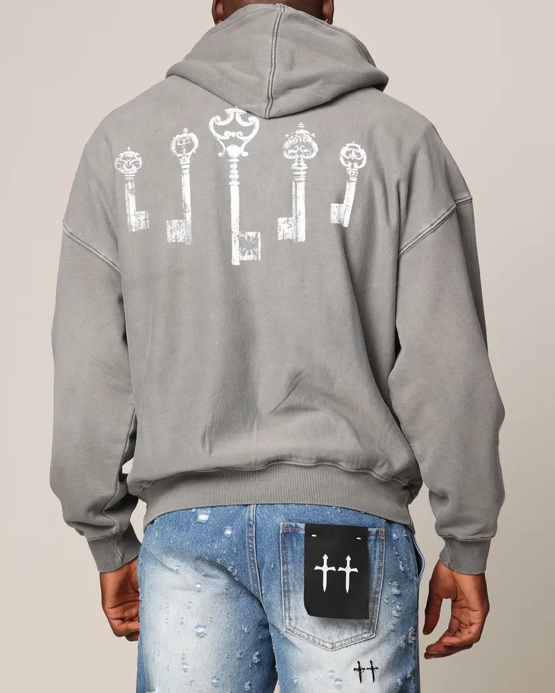 Saint Morta Skeleton Key Hoodie Washed Charcoal 1