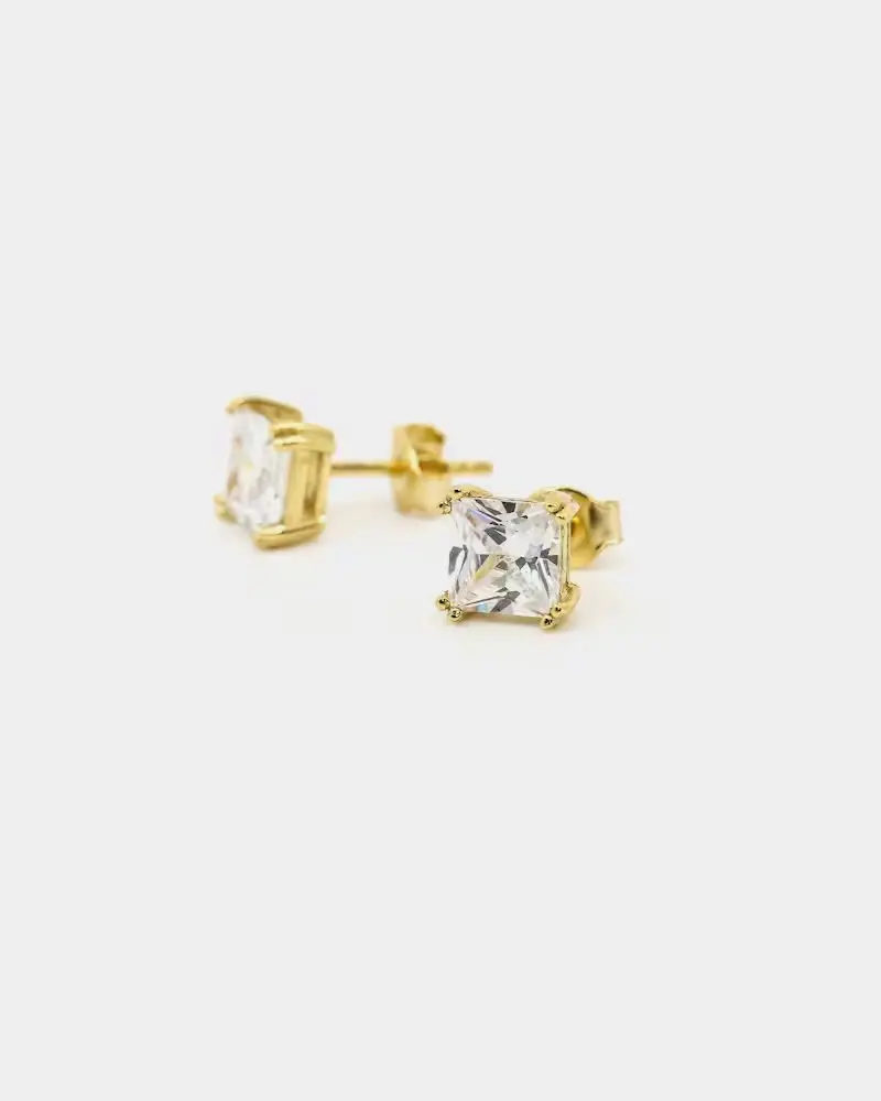 Saint Morta Square Cut Earrings Iced Gold 1