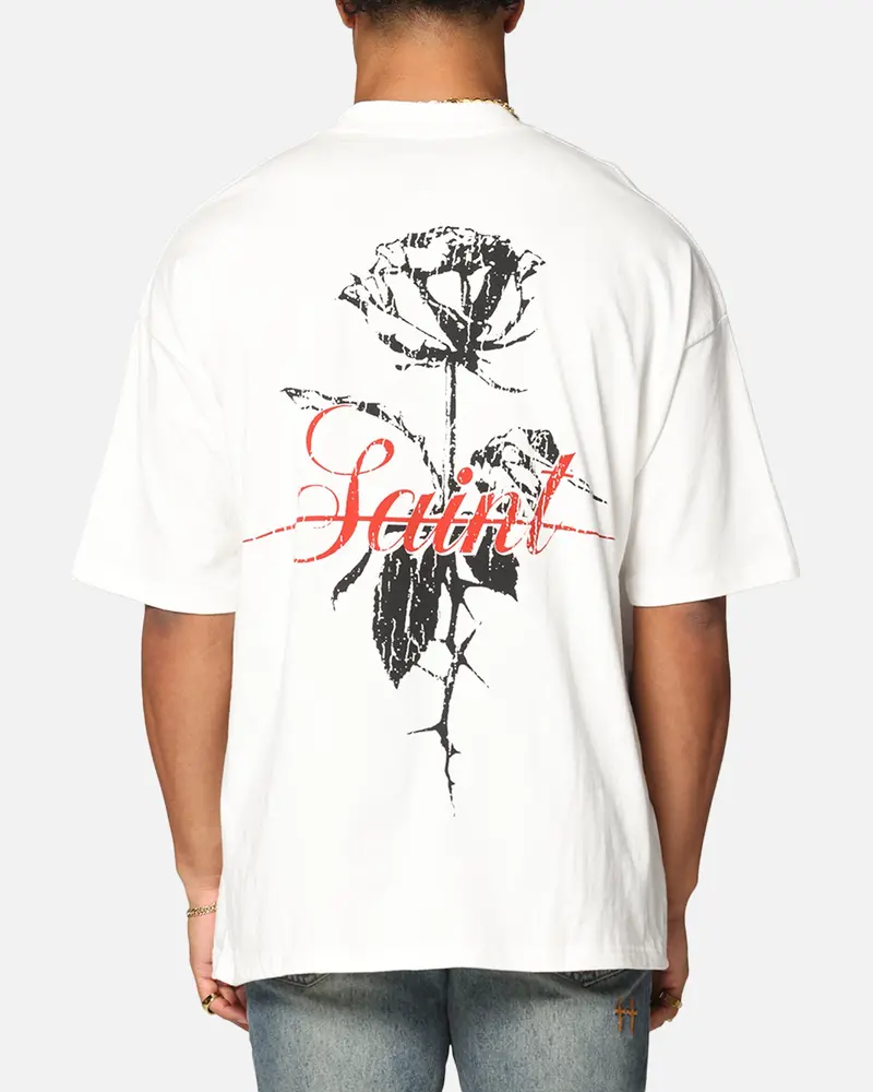Saint Morta St Valentine Mock Neck T-Shirt Off White 1
