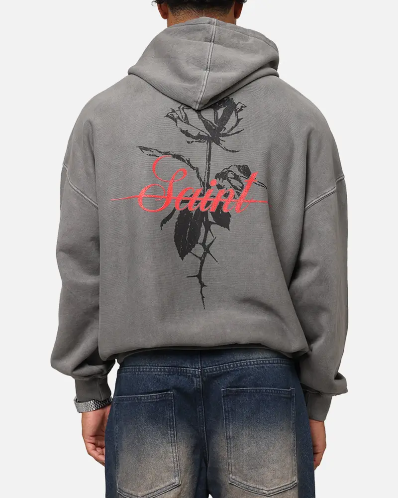 Saint Morta St Valentines Boxy Hoodie Washed Charcoal 1