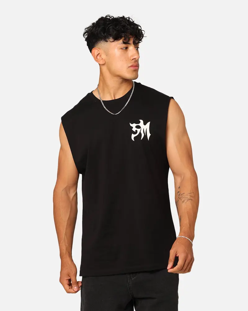 Saint Morta Tribe Oversized Muscle T-Shirt Black 1